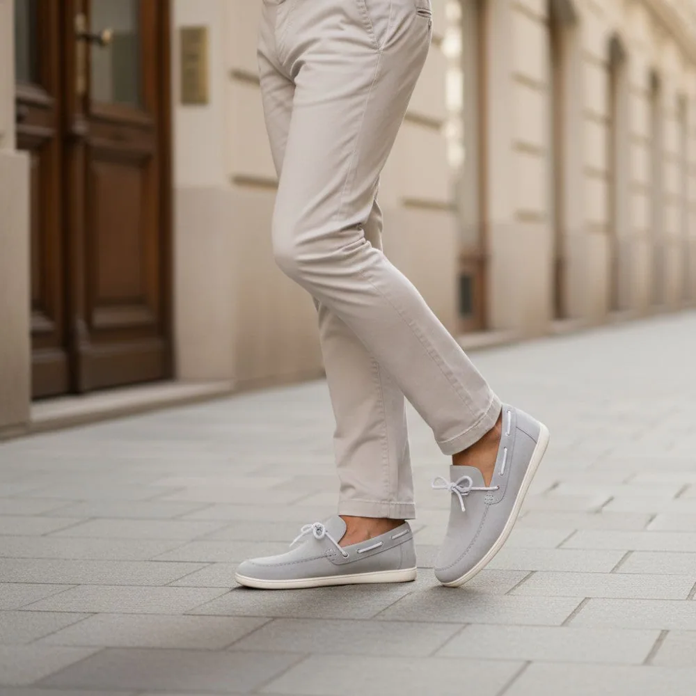 Мужские мокасины ZAQQ QEA Velours Lightgrey (светло-серый цвет), фото 11