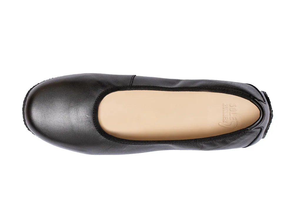 Женские балетки Sole Runner Miranda из чёрной кожи, фото 3